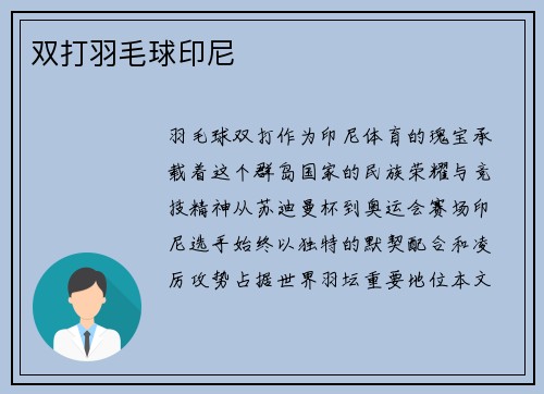 双打羽毛球印尼